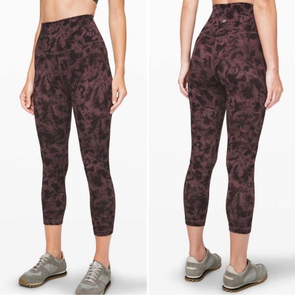 Lululemon align crop mini dusk floral antique bark black